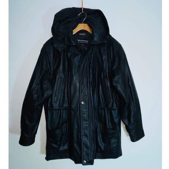 Wilsons Leather Coat w/ Hood & Thinsulate Insulation - Men's Size S - Picture 1 of 15